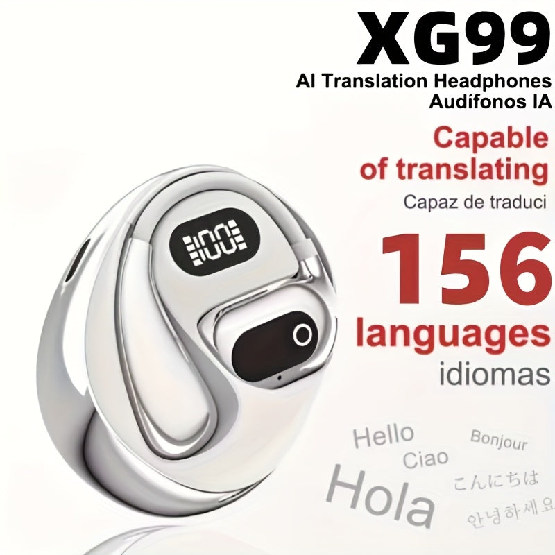 Stylish AI Translation Earbuds 150 Languages Wireless Delay-Free Music Real-Time Voice Translator Rechargeable Type-C Charging Case