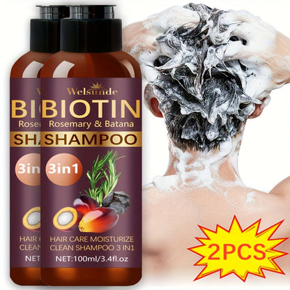 Biotin & Batana Oil Shampoo 2-Pack with Rosemary Extract – 3-in-1 Deep Moisture, Scalp Revitalizer & Damaged Hair Repair