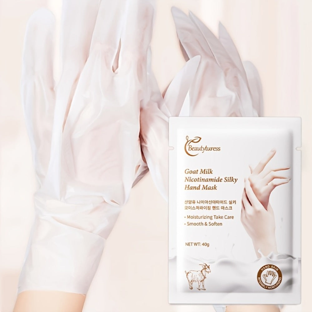Moisturizing Hand Mask Gloves 20 Pairs with Niacinamide, Goat Milk & Glycerin | Brightening Deep Hydration Spa Treatment for Dry Rough
