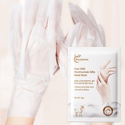 Moisturizing Hand Mask Gloves 20 Pairs with Niacinamide, Goat Milk & Glycerin | Brightening Deep Hydration Spa Treatment for Dry Rough