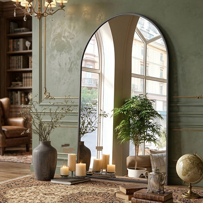Arched Rectangle Metal Wall Mirror in Black or Gold with Seven Size Options up to 31 x 32 Inches