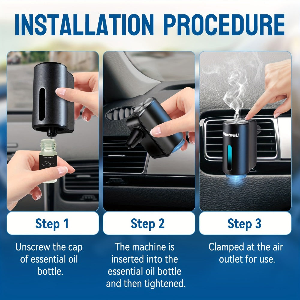 Car Essential Oil Diffuser – USB Aromatherapy Air Freshener with 3 Adjustable Mist Modes, Humidifier & Fragrance Diffuser for Vehicle