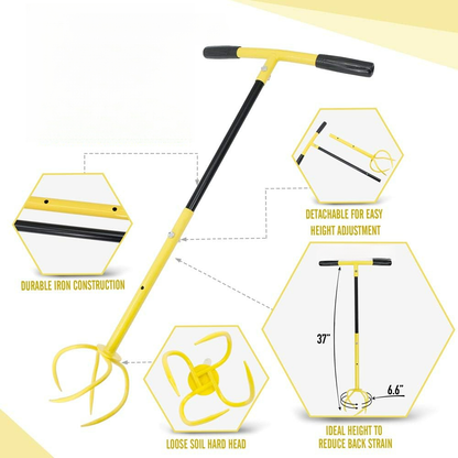 Garden Claw Twist Tiller Manual Steel Cultivator & Soil Loosener, Hand Tiller Lawn Aerator for Garden Bed, Plant Box