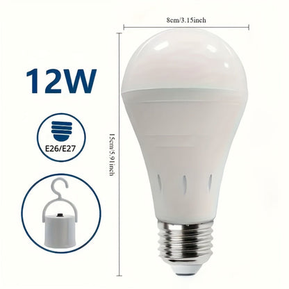 Rechargeable Emergency LED Light Bulb 12W 6500K 2000mAh with Polished Metal Finish for Home, Desk and Accent Lighting