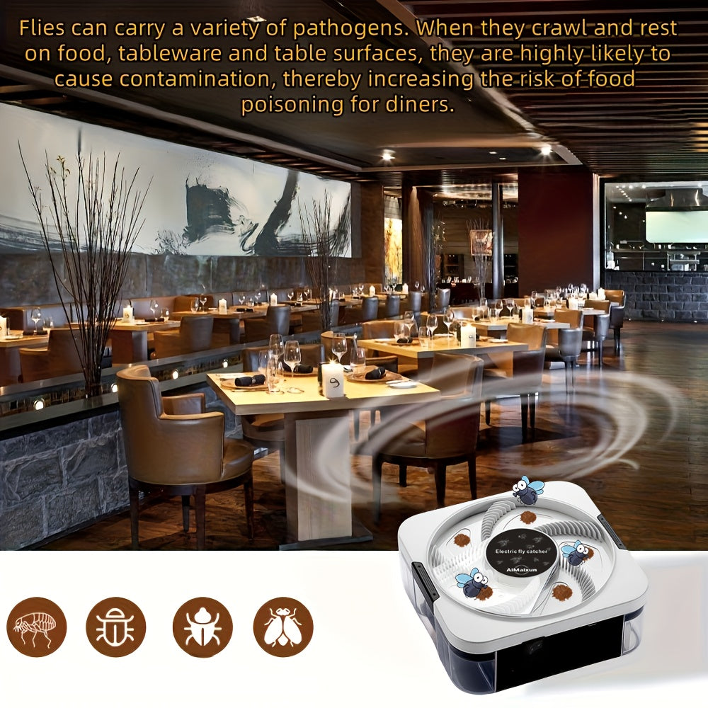 Fly Trap, Electric USB Rechargeable Indoor Kitchen Farm No Consumables for Garden, Yard and Pest Management