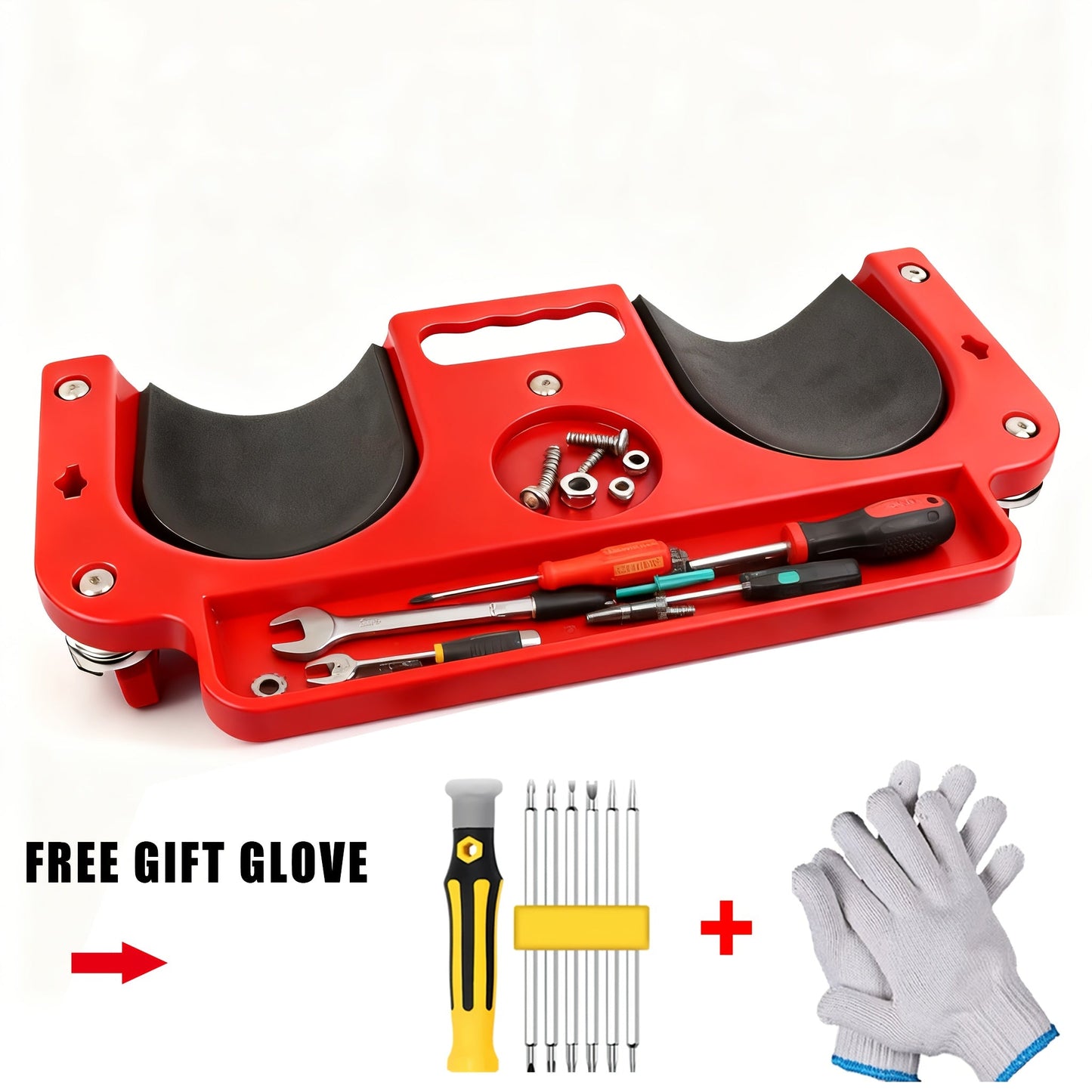 Rolling Knee Creeper Pad with Built-In Tool Tray – ABS High-Impact Frame, Cushioned Kneeling Pad for Car Repairs, Carpentry & Flooring
