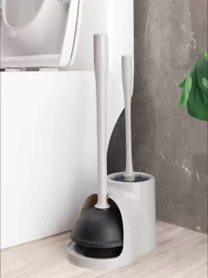Toilet Plunger and Bowl Brush Combo Set for Bathroom Cleaning – Heavy Duty Plunger with Holder & Toilet Brush with Caddy