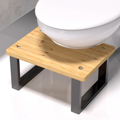 Squat Toilet Stool with Bamboo Surface - Bathroom Foot Rest for Adults, Wide Stable Base, 7-Inch Height