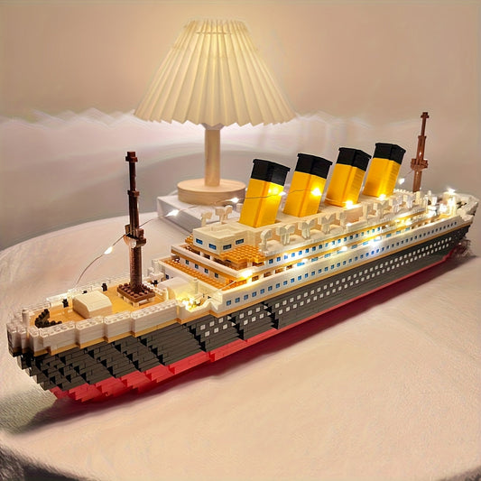 Cruise Ship Building Blocks Model Set 3000+ Pieces – Large Scale Ocean Liner Brick Construction Kit Compatible with LEGO for Adults Teens