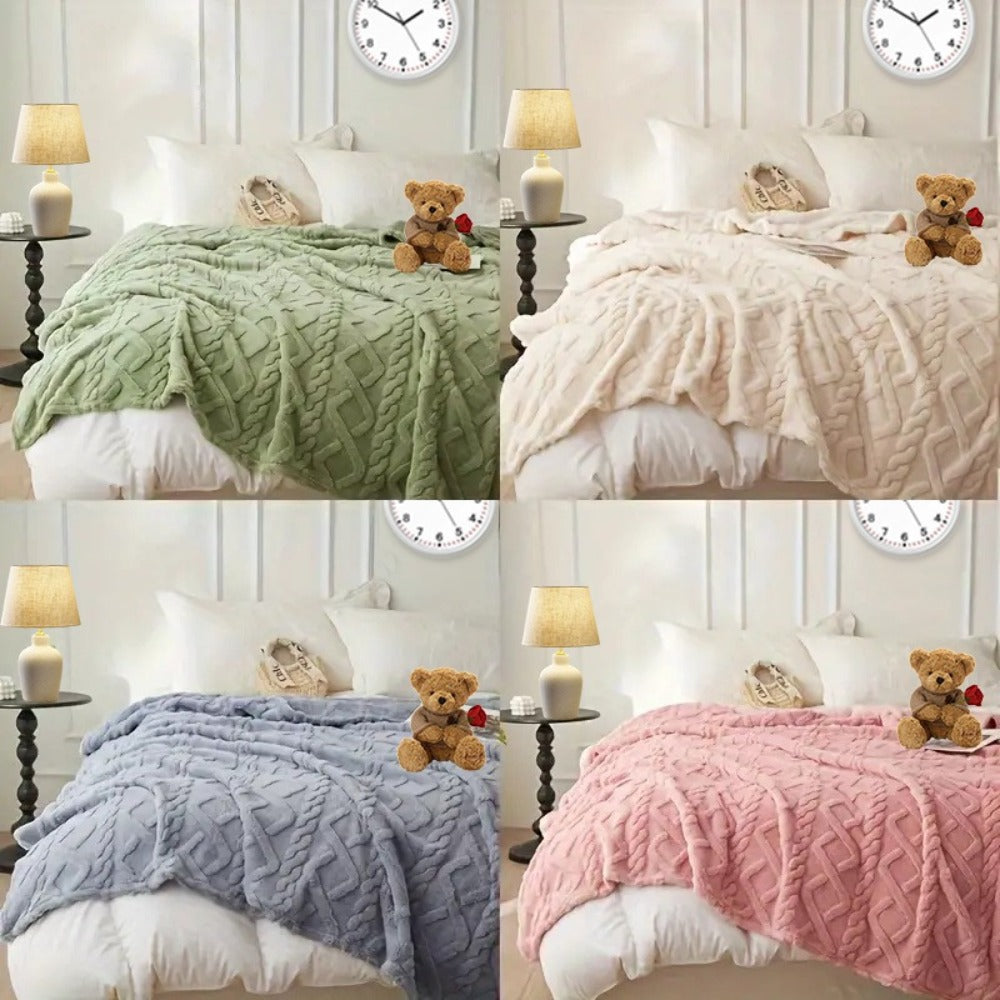 3D Plush Dense Weave Fleece Blanket, Ultra- Throw for Bed, Couch, Travel & Outdoor, Air-Conditioning Friendly