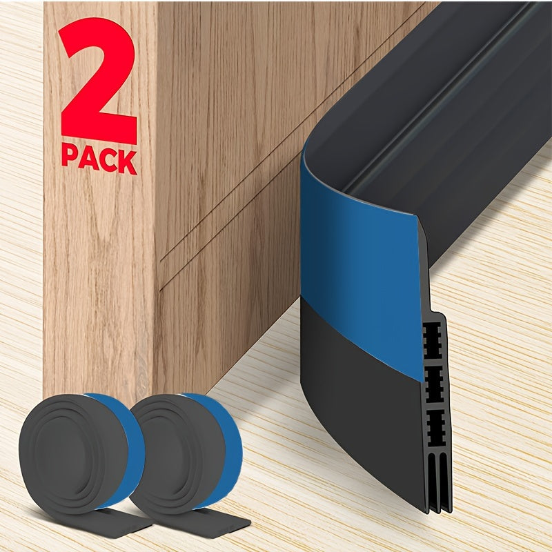 Door Draft Stopper 2pcs Silicone Weather Stripping 37" Under Door Seal Strip with Strong Adhesive – Noise Reduction, Energy Saving