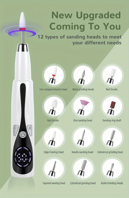 Electric Nail Drill Kit 12 Bits & Stand, 20000RPM Professional Nail File for Gel Polish Removal, Acrylic