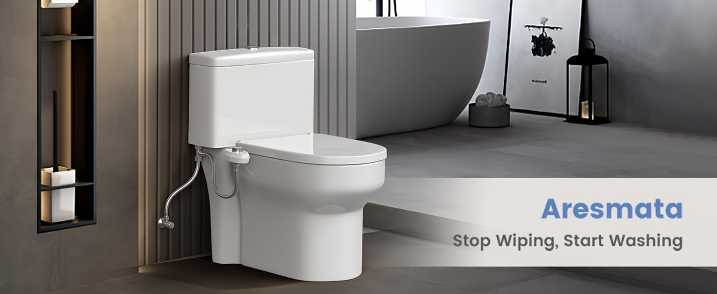 Ultra-Slim Non-Electric Bidet Attachment for Toilet, Self-Cleaning Dual Retractable Nozzles, Adjustable Water Pressure, Fresh Water Sprayer