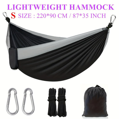 Green Lightweight Camping Hammock with 87 x 35-Inch Nylon Bed, Two Hooks, Suspension Ropes and Carry Bag