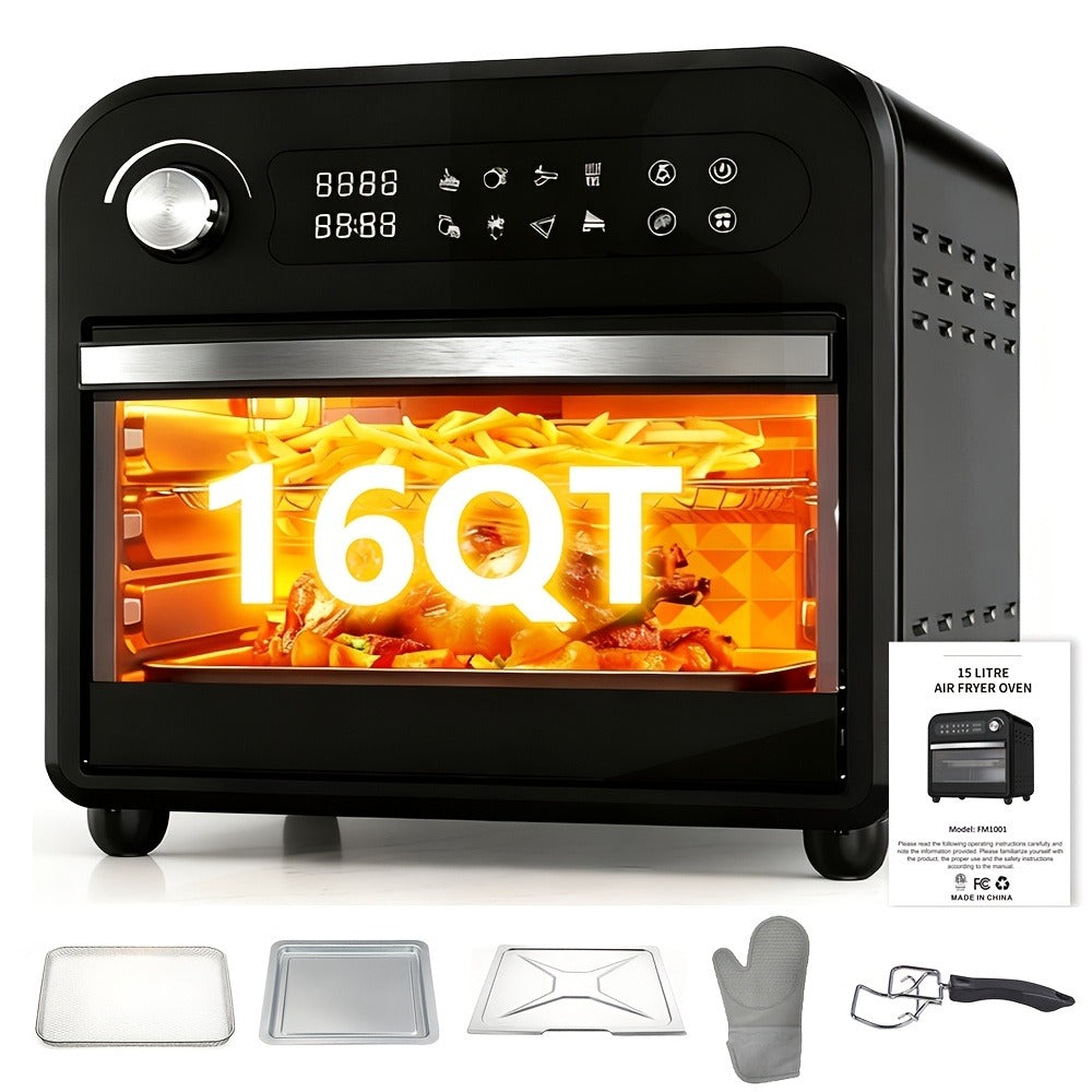 Air Fryer Toaster Oven Combo 15QT Extra Large, 360° Convection, LED Digital Display, Precise Temperature Control