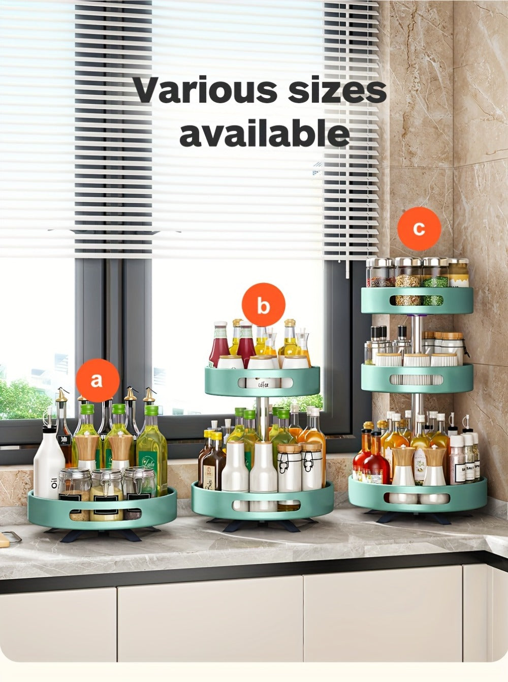 Rotating Spice Rack Double Layer Stainless Steel Countertop Corner Seasoning Storage for Laundry Rooms, Closets and Home Organization