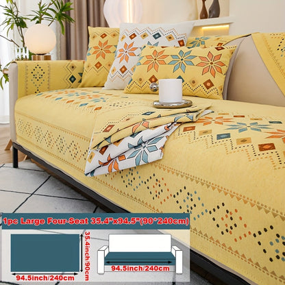 Sofa Cover Bohemian Chenille Jacquard Knit Sections for Seat, Armrest or Backrest with Model-Specific Size and Color Options