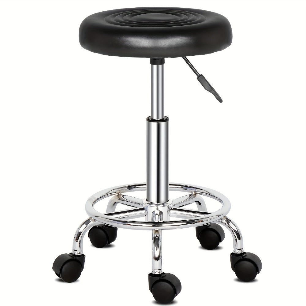 Round Padded Swivel Bar Stool 360° with Chrome Base – Adjustable Height Salon Kitchen Counter Stool for Nail