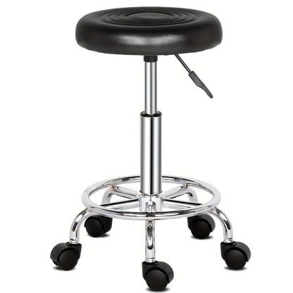 Round Padded Swivel Bar Stool 360° with Chrome Base – Adjustable Height Salon Kitchen Counter Stool for Nail
