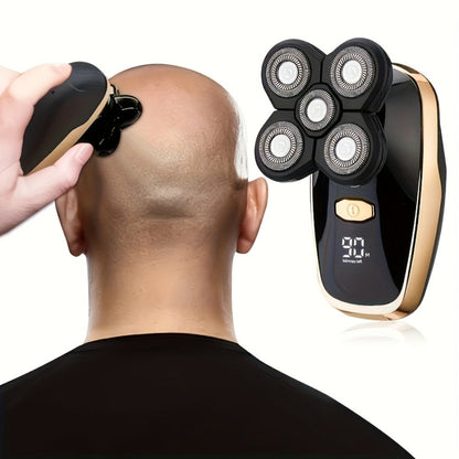 5-in-1 Electric Shaver Kit for Men Wet Dry Rotary Shaver – Bald Head Beard Nose Ear Trimmer with Digital Display