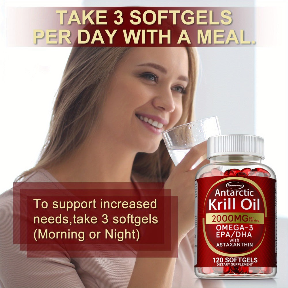 Antarctic Krill Oil 2000mg Softgels 120 Count with Astaxanthin EPA & DHA for Bath Time, Home Spa and Personal Care