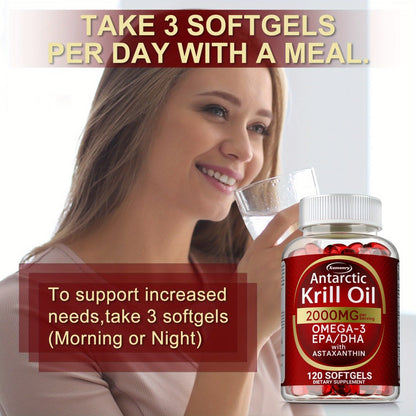 Antarctic Krill Oil 2000mg Softgels 120 Count with Astaxanthin EPA & DHA for Bath Time, Home Spa and Personal Care