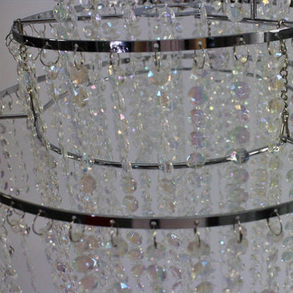 Crystal Beaded Chandelier Lampshade Acrylic Sparkling Droplets Elegant Ceiling Light Fixture for Entryways, Bedrooms and Living Spaces