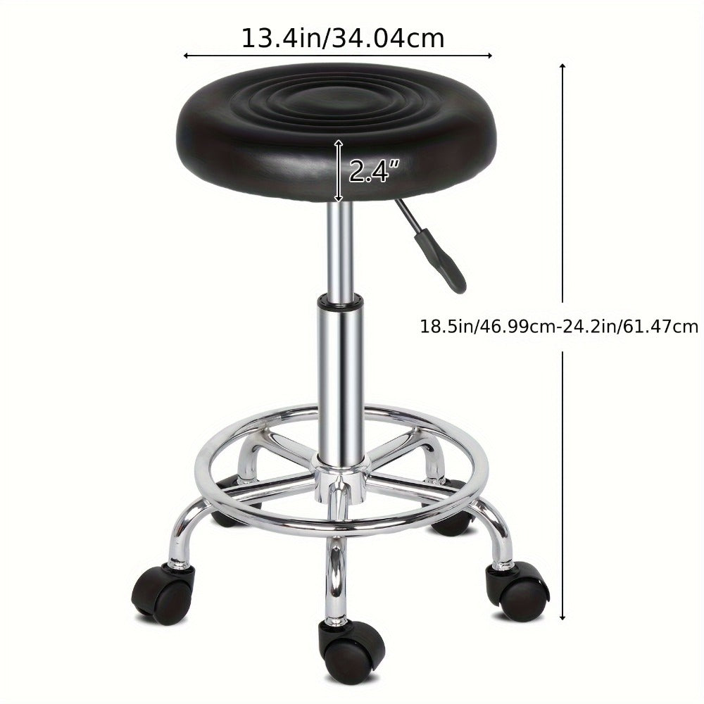 Round Padded Swivel Bar Stool 360° with Chrome Base – Adjustable Height Salon Kitchen Counter Stool for Nail