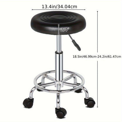 Round Padded Swivel Bar Stool 360° with Chrome Base – Adjustable Height Salon Kitchen Counter Stool for Nail