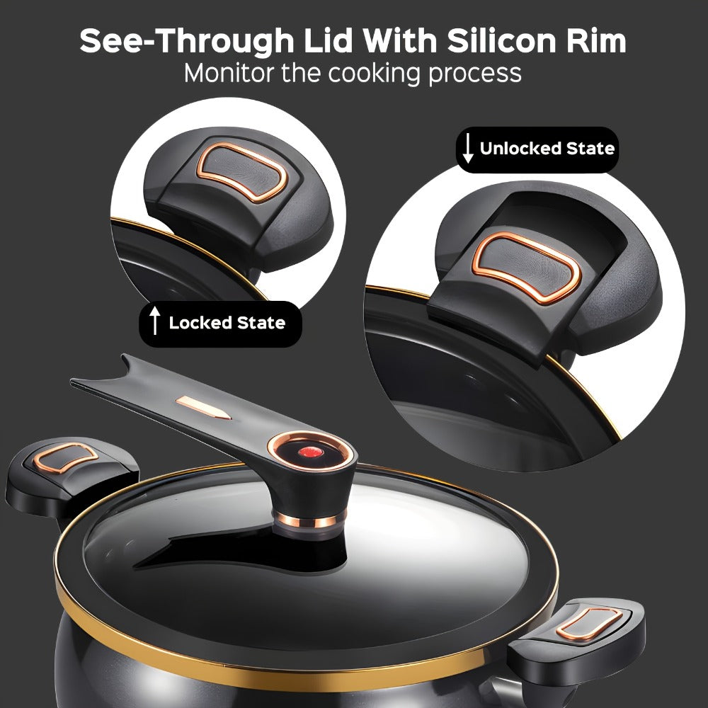Nonstick Soup Pot Large Capacity 1.85 Gallon Twist Lock Handle Cooking Pot for Gas Stove Induction Cooker Open Flame Multifunctional Stew