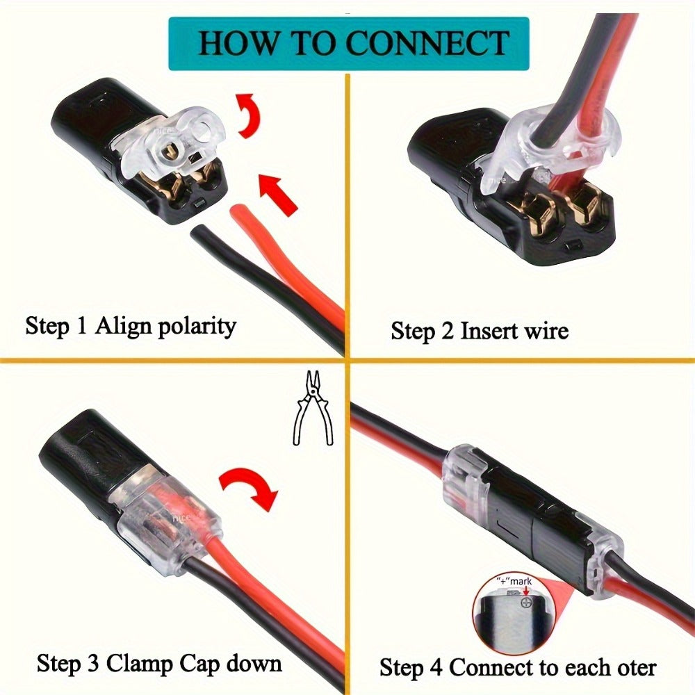 Two-Pin Quick-Connect LED Wire Terminal Set in 12- or 72-Piece Options for Low-Voltage Wiring