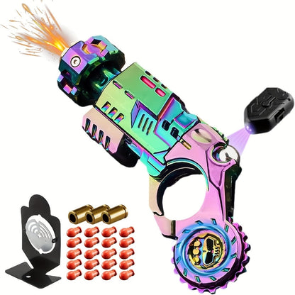Metal Fidget Gun EDC Spinner Toy for Adults & Men, Alloy Steel Decompression Finger Spinner with 3 Reusable Shells & 20 Bullets