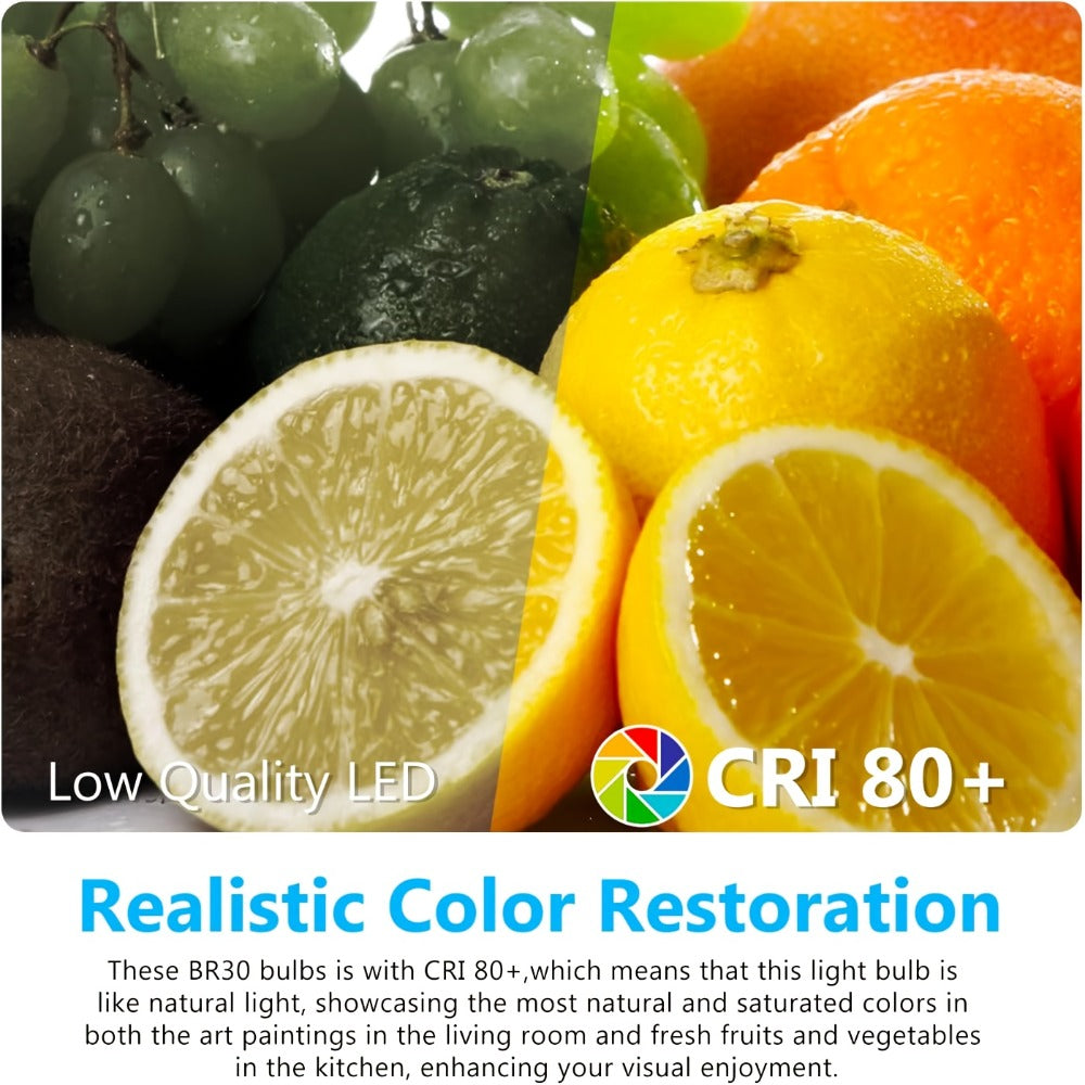 BR30 LED Flood Light Bulbs Dimmable 9W = 65W Equivalent 800 Lumens E26 Base CRI 80+ Recessed Light Bulbs for Ceiling Kitchen