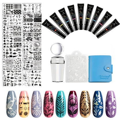 Nail Stamping Plates Set with Stamper & Scraper – Stainless Steel Nail Art Stamp Kit for Beginners & Pros