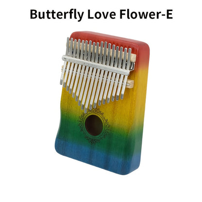 17-Key Kalimba Thumb Piano shown in the Butterfly Love Flower-E option