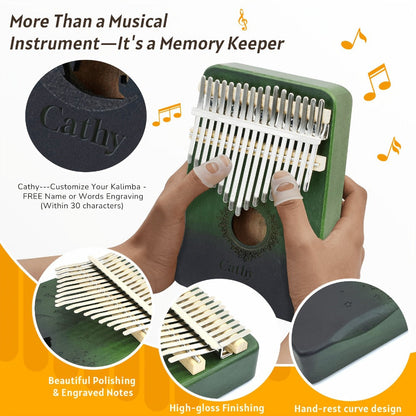 17-Key Kalimba Thumb Piano with Gift Box, Tuning Hammer and Songbook detail image - detail view 12