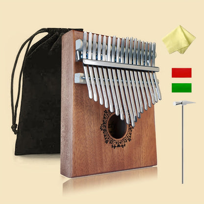 17-Key Vintage Kalimba Thumb Piano with Learning Guide and Tuning Hammer detail image - detail view 3