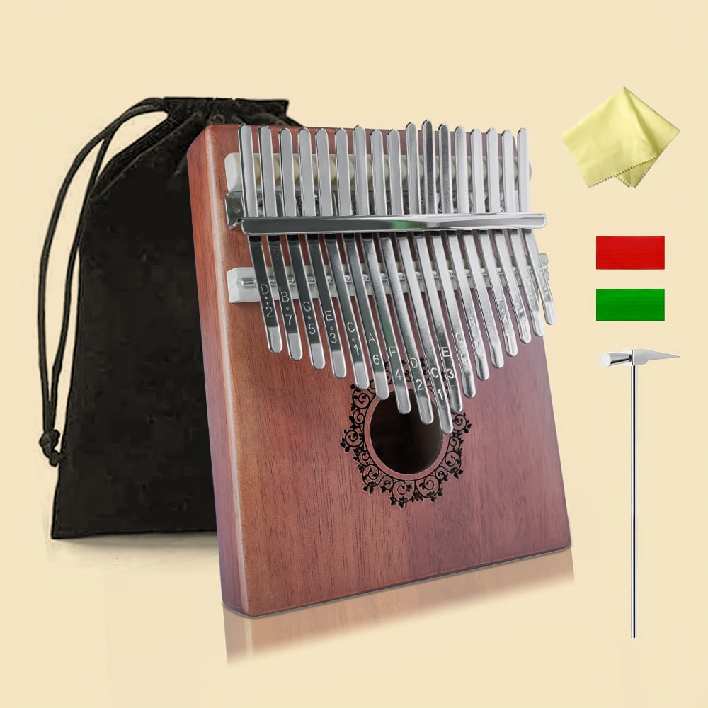 17-Key Vintage Kalimba Thumb Piano with Learning Guide and Tuning Hammer detail image - detail view 5