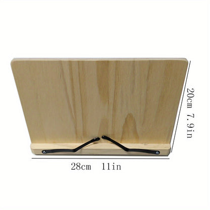 Bamboo Book Stand Adjustable Foldable Portable Reading Stand with Page Clips for Cookbook Tablet E-Reader Textbook Sheet Music Desk Holder