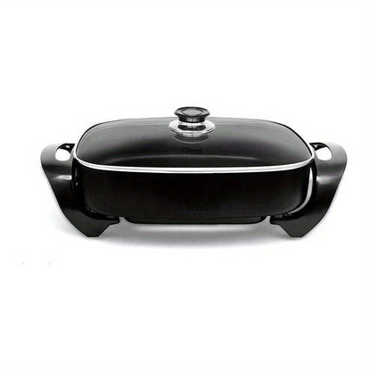 Jumbo Electric Skillet 8-Quart 16x12x3.15 Inch Deep Dish Copper Nonstick with Tempered Glass Vented Lid & Upgraded Thermostat