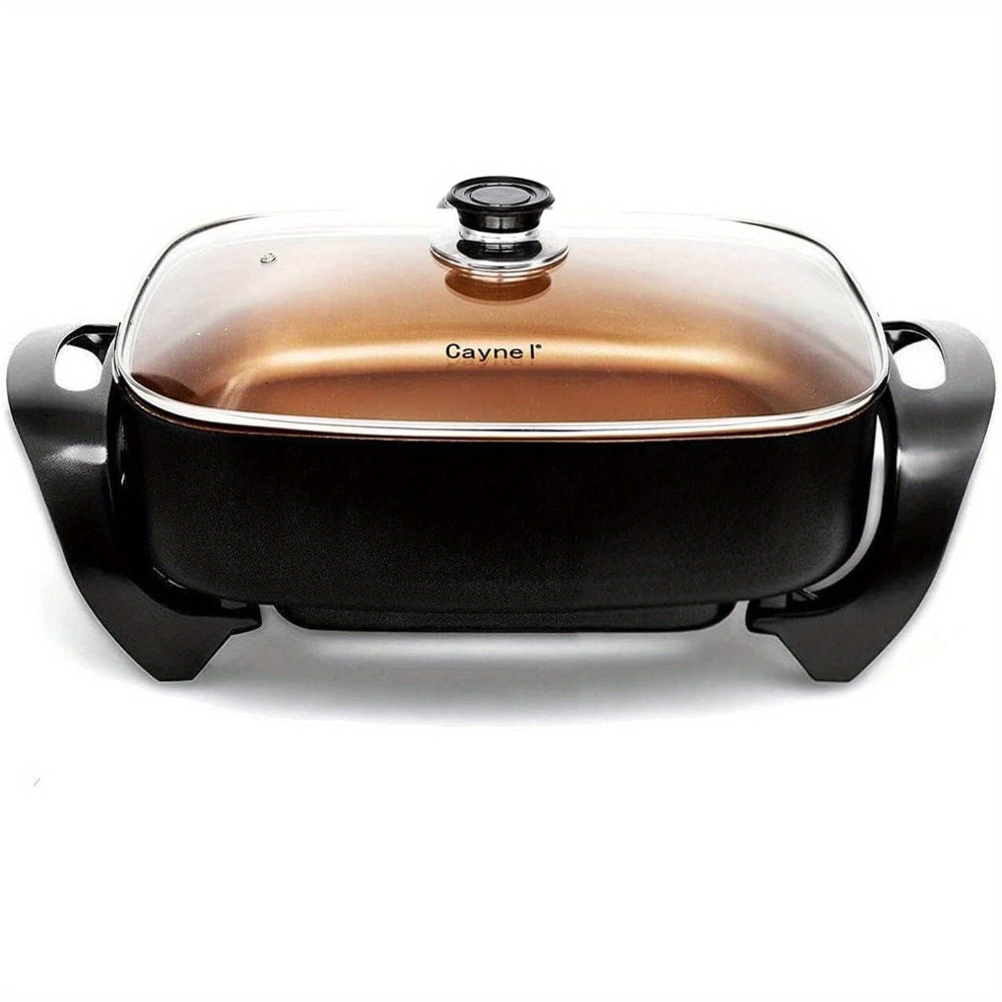 Jumbo Electric Skillet 8-Quart 16x12x3.15 Inch Deep Dish Copper Nonstick with Tempered Glass Vented Lid & Upgraded Thermostat