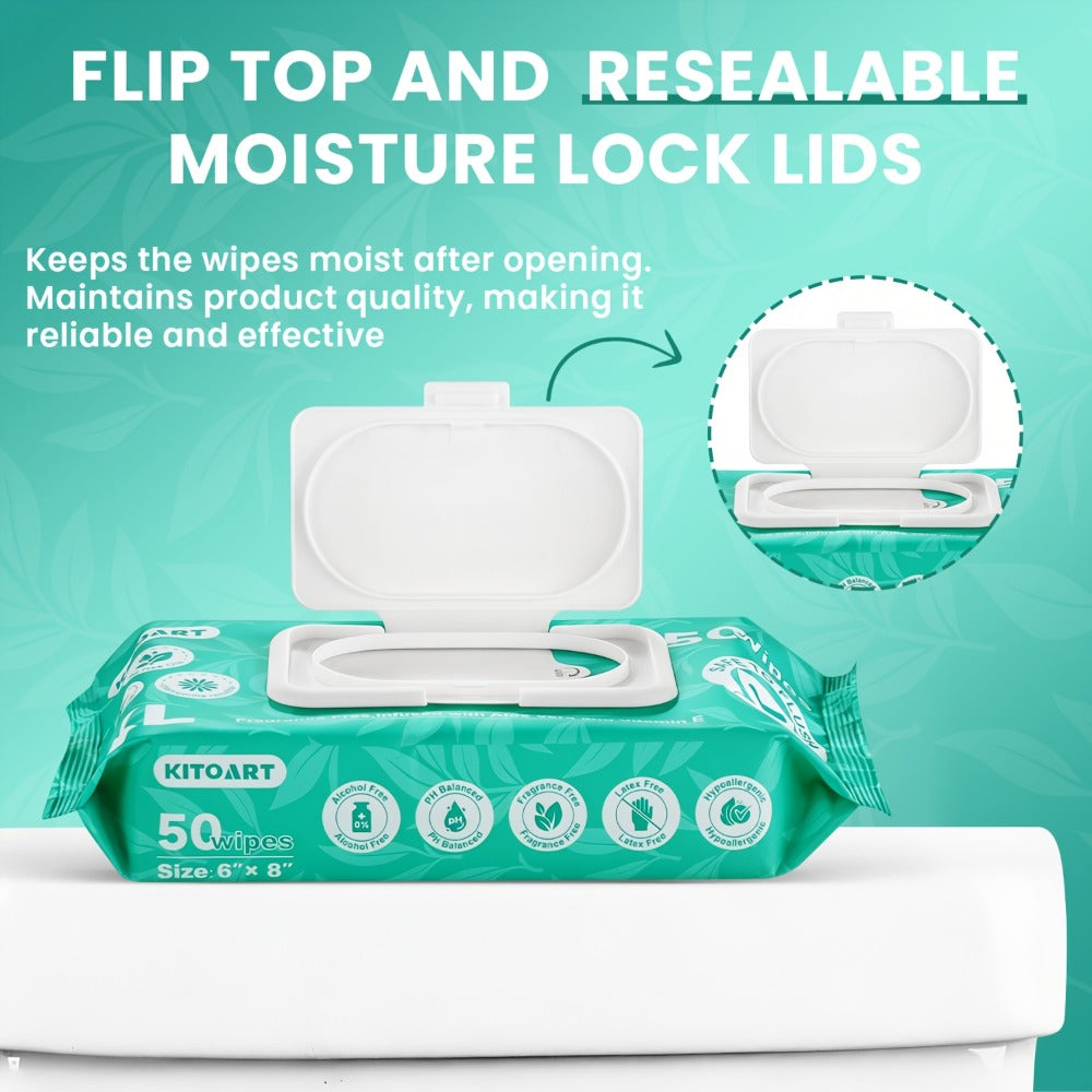 Flushable Wet Wipes Adult XL Unscented No Alcohol Septic Safe Toilet Wipes Portable Family Size for Bathroom Outdoor Camping Travel Hygiene