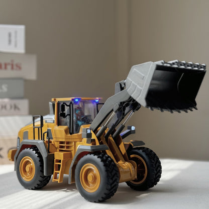 RC Construction Vehicle Toy 2.4GHz Remote Control Excavator Bulldozer Loader with Alloy Metal Cover Lights & Sound Effects