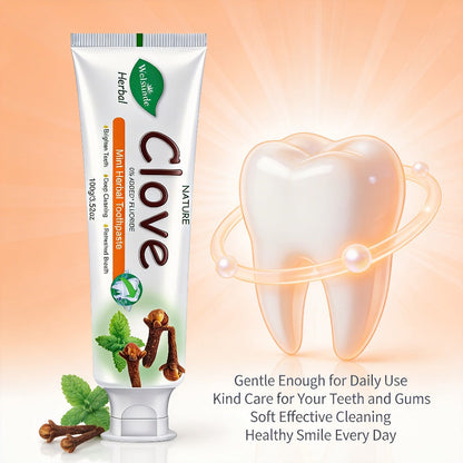 100g Mint and Clove Herbal Toothpaste Tube with Flip-Top Cap, Front-Label Ingredients and One-Piece Pack
