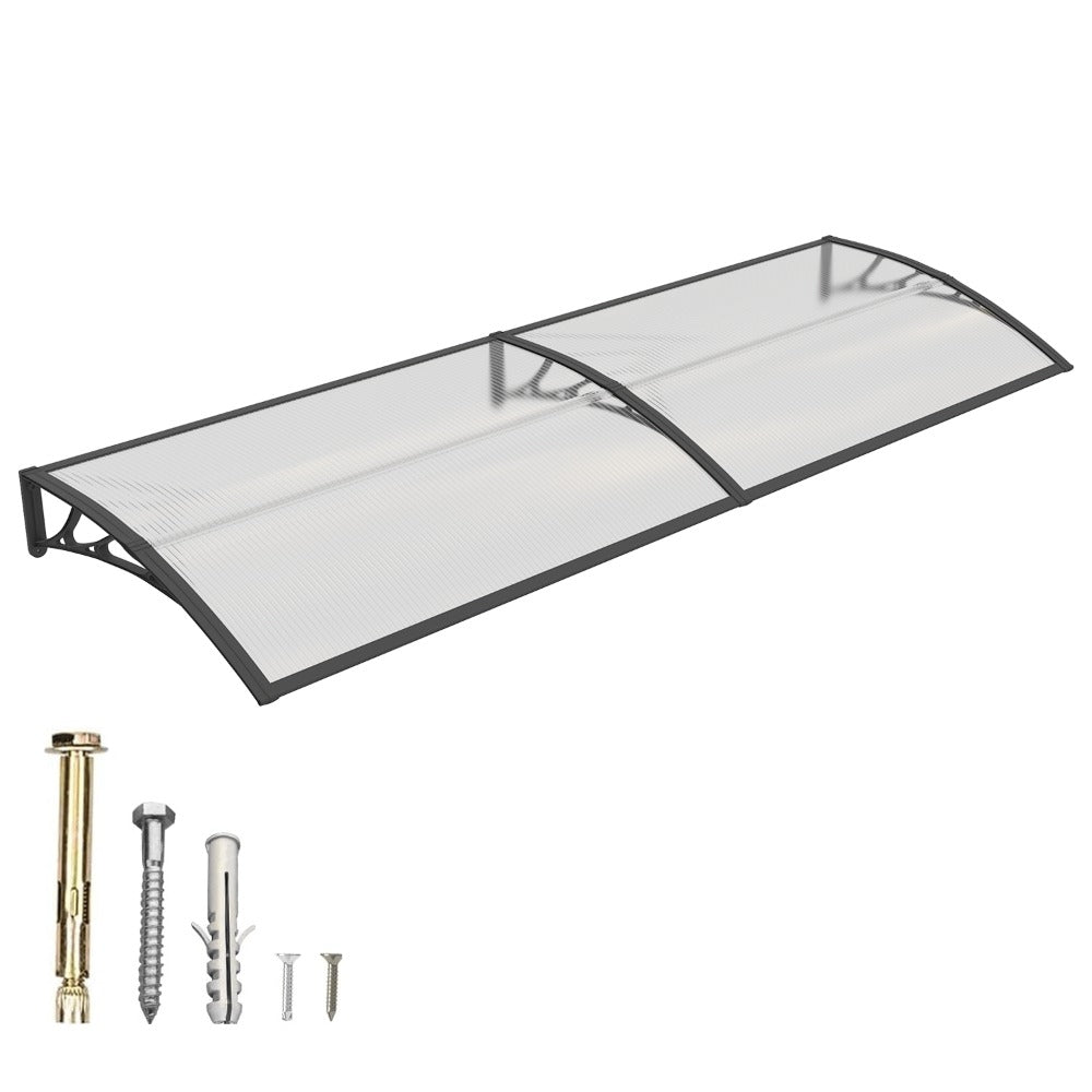 Window Awning Door Canopy Polycarbonate Overhang, UPF 50+ UV & Rain Protection, Leak-Proof Hollow Sheet