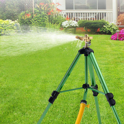 Garden Sprinkler Tripod 360° Rotating Brass Head Lawn Irrigation Adjustable Height