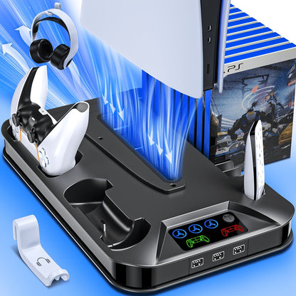 PS5 Pro Slim Cooling Station with Controller Charging Station for PS5/Slim/Pro Standard & Disc/Digital Console