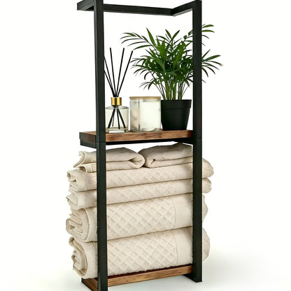 Towel Rack Wall Mounted 2-Layer Storage Organizer 11.2 Inch – Space Saving Hanging Towel Holder for Bathroom
