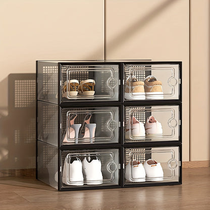Transparent Stackable Shoe Boxes with Lid – Foldable Clear Sneaker Storage Organizer (6/24pcs)