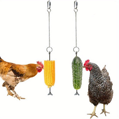 Chicken Feeder Skewer Stainless Steel Hanging Fruit Veggie Double Nut for Grilling, Camping and Outdoor Meals